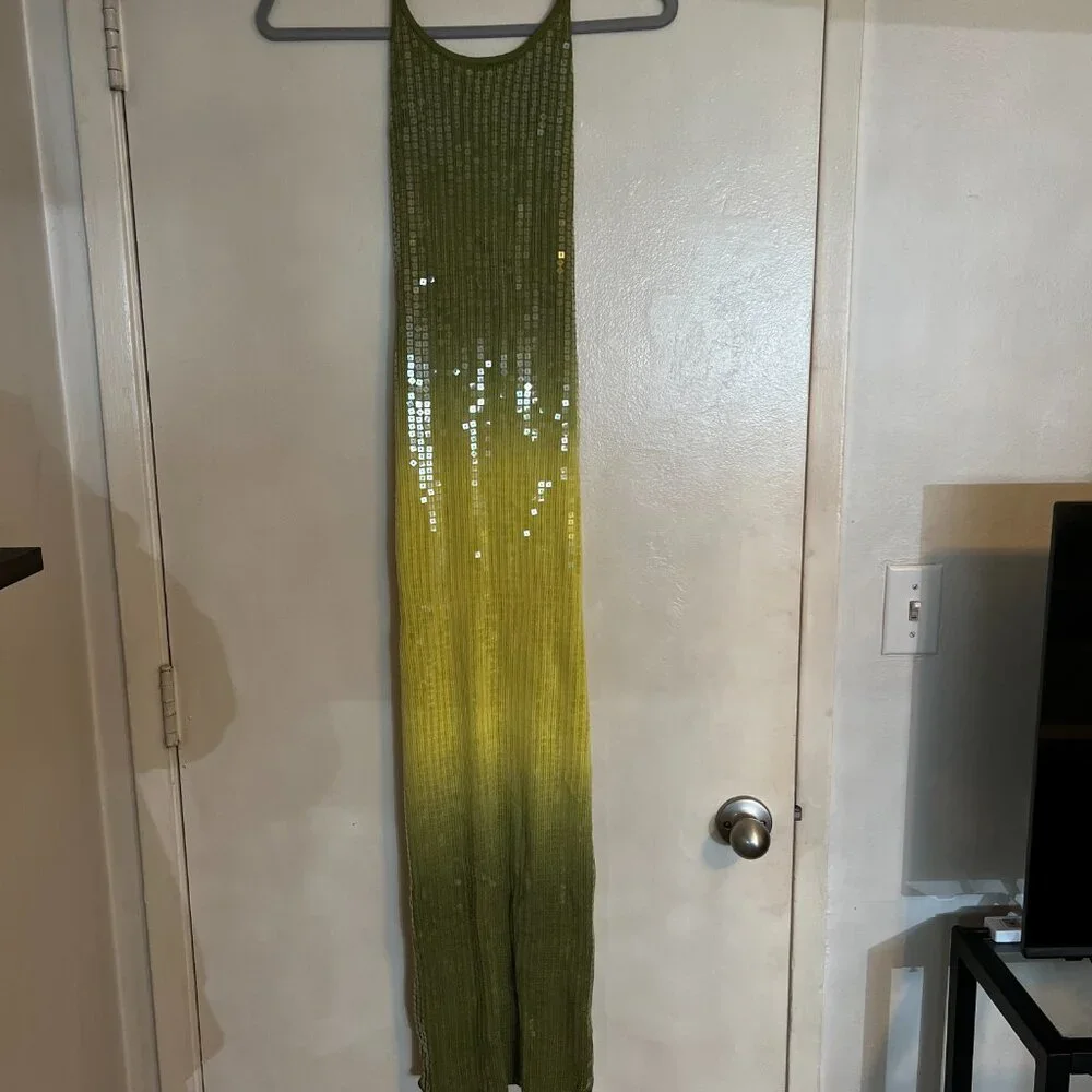 Rat & Boa Lime Sequin Midi Dress - Picture 8 of 8